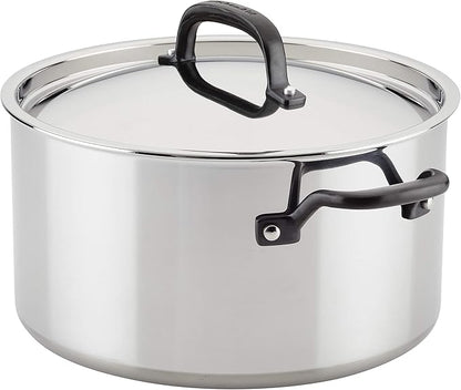 KitchenAid 5-Ply Clad Polished Stainless Steel Cookware Pots and Pans Set, 10 Piece