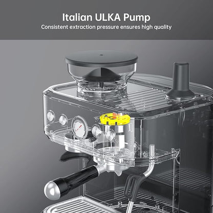 Espresso Machine with Milk Frother and Grinder, All in One Cappuccino Latte Espresso Maker for Home Barista, Built-In Bean Grinder, 85 oz Removable Water Tank, Coffee maker Machine