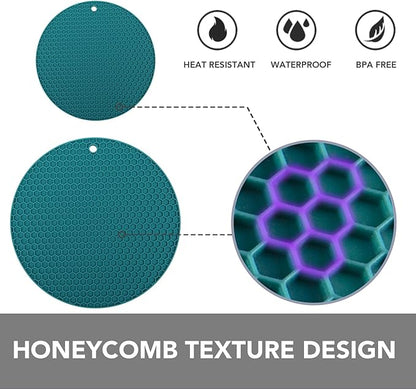 Joyhalo Trivets for Hot Dishes - Hot Pads for Kitchen, Silicone Pot Holders for Hot Pots and Pans, Silicone Mats for Kitchen Countertops, Table, Flexible Easy to Wash and Dry, Green