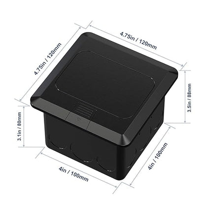 KYHSHJ Pop Up Floor Electrical Outlet Box Kit，20 Amp Stainless Steel TR Tamper-Resistant Duplex Receptacle Outlet， Corrosive Resistant Hardware，ETL Listed, Black