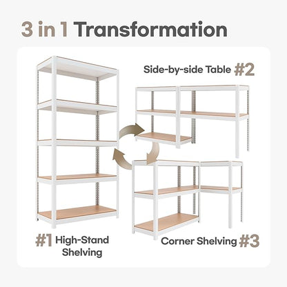 HOMEDANT House 5-Tier Laminated Metal Shelving Unit Adjustable Storage Utility Rack Heavy Duty Shelves Organization Multipurpose Shelf Kitchen Garage Pantry Closet 10Pack