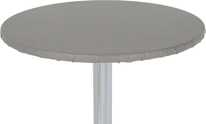Yourtablecloth Heavy Duty Vinyl Round Fitted Tablecloth (Table Cover) with Flannel Backing Vibrant Colors Elasticized Tablecloth Great for Indoor and Outdoor Dining and Playing Cards 48” Grey