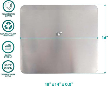 Baker's Secret 2pcs Pure Aluminum Insulated Cookie Sheet Commercial Grade, Baking Tray for Oven 100% Recycled Cookie Sheet Extra Thick - The Natural Collection