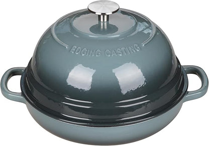Enameled Cast Iron Dutch Oven Pot with Lid, Round Bread Oven for Homemade Sourdough Bread Baking, 6 Quart, Slateblue