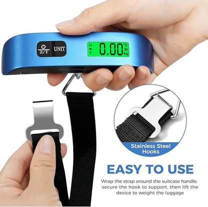 BAGAIL Digital Luggage Scale, 110lbs Hanging Baggage Scale with Backlit LCD Display, Portable Suitcase Weighing Scale, Travel Luggage Weight Scale with Hook, Strong Straps for Travelers