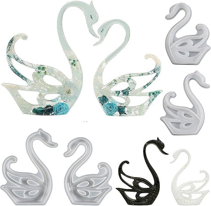 2 Pack Swan Molds Swan Resin Mold - Resin Casting Silicone Molds for Home Decor & Candle Making Wave Spiral Mold