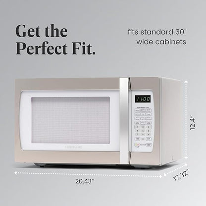 Farberware 1.3 Cu. Ft. Countertop Microwave Oven – 1100 Watts Power, Smart Sensor Auto Cook Settings, Defrost, Easy Clean and Child Safety Lock - White Platinum