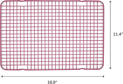 Great Jones Big Chill Wire Cooling Rack (Raspberry) – 16.9" × 11.4" Heavy-Weight Aluminized Steel,Nonstick Baking Rack – Oven Safe 450 °F, Bacon & Cookie Cooling Rack – Fits Half Sheet Pans