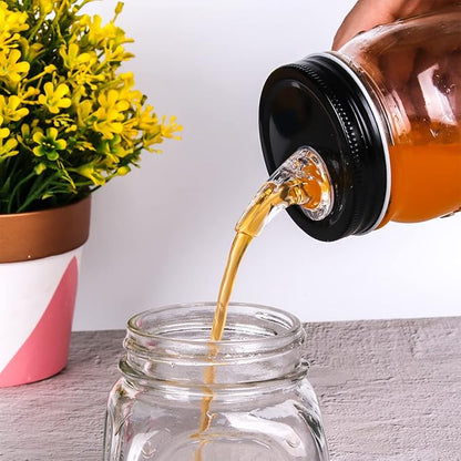 Mason Jar Pour Spouts. free flow Mason Jar Pour Spouts, mason jar for spout regular mouth size 70mm dispenser germination cover. Suitable for any liquid. Leak-Proof 4-Pack + 8 Lid Caps (black)