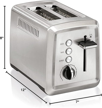 Hamilton Beach 2 Slice Toaster with Extra-Wide Slots, Bagel Setting, Toast Boost, Slide-Out Crumb Tray, Auto-Shutoff & Cancel Button, Defrost Function, Stainless Steel (22794) (Pack of 2)