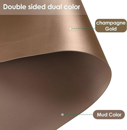 Leather Table Cover,1.8mm Thick,40x40 Inch Table Protector,Table Protector for Dining Room Table,Dining Table Cover,Table Cover Protector.(Mud Color+Champagne Gold,40x40)