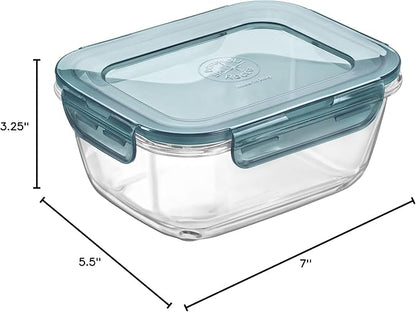 Bormioli Rocco Frigoverre Evolution Collection - 7 x 5.5 Inch Rectangle Container - 1 Liter (33.75oz) - Grey