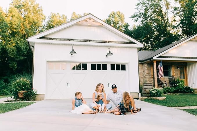 Steel Lighting Co. Gardena Barn Light | Outdoor Wall Mounted | 16" Dome | Upward Sloping Gooseneck | Farmhouse Light Made in America | Cream Exterior/Brass Interior