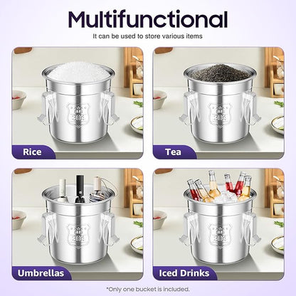 304 Stainless Steel Airtight Canister for Kitchen, 1.59Gal Canisters Container with Lids and Sturdy Locking Clamp,Bucket Food Storage Containers Airtight for Flour Coffee Bean Tea (6L)