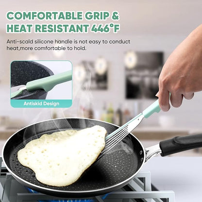 Nonstick Fish Spatula,Maywe Tanso Thin Slotted Spatulas Turner Silicone Fish Spatulas for Nonstick Cookware,High Heat Resistant BPA Free Cooking Utensils,Ideal for Fish,Eggs,Pancakes