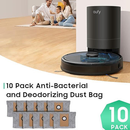 Leemone 10 PACK Dust Bags for eufy RoboVac L35 Hybrid/L35 Hybrid+ LR30 Hybrid/LR30 LR20 Auto-Empty Station, 4 Layer Filtration System with Activated Carbon Fabric to Remove Unwanted Odors