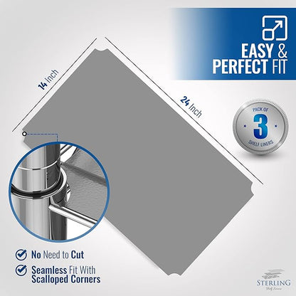 Sterling Shelf Liners for Wire Shelf System: Set of 3 in Graphite: 13.4 x 23.2 inch: Plastic Wire Shelving Mats