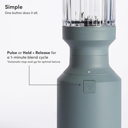 The Beast Mini Blender Plus | Mini Countertop Kitchen Blender | Blend Smoothies and Shakes, Dressings, Sauces, Dips | Extra Vessels, Straw Cap and Straws Included | 600W (Mist)