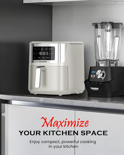 Nuwave Brio Plus 6-in-1 Air Fryer, 7-Qt Large Capacity, 50°F–400°F Precise Temp Control, Non-Toxic PFAS-Free Nonstick, Air Fry, Bake, Roast, Toast, Dehydrate, Reheat, 100 Presets, Dishwasher Safe