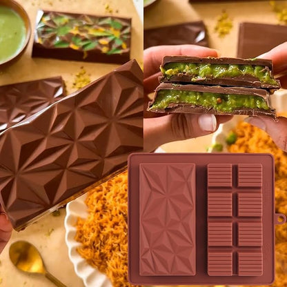 Deep Chocolate Bar Mold Silicone 1 Inch Dubai Pistachio Chocolate Bar Thick Mold for Stuffed Bar, Large Candy Bar Mould for Filling, Red