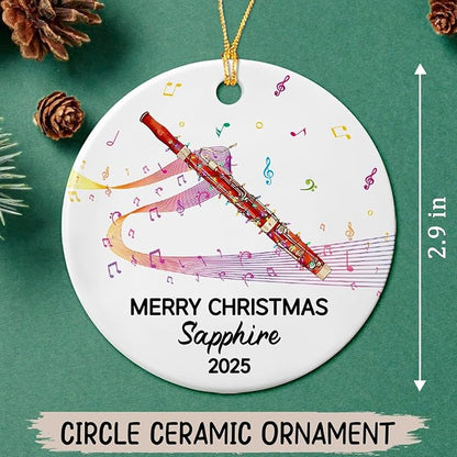 Personalized Bassoon Player Appreciation Ceramic Ornament, Custom Year Text Name Keepsake Ornament Gift for Bassoonist Daughter Son Brother Sister, Unique Bassoon Musical Instrument Ceramic Ornaments