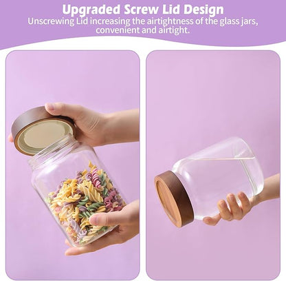 Glass Jar with Lids 40 oz,Candy Jar Glass Cookie jar with Airtight Screw Lid Borosilicate Glass Food Storage Canister Containers for Spice Ground Nut Pasta Sugar Tea