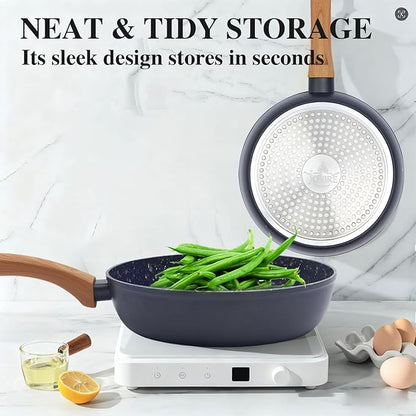 8.5 Inch Nonstick Frying Pan Skillet, Superior PFOA-Free & Non-Toxic Coating, 3mm Aluminum for Even Heat, Induction Compatible, Dishwasher Safe for Eggs & Pancakes