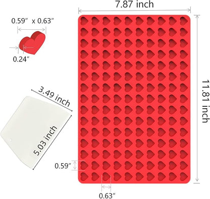 Heart Silicone Candy Molds with Scraper - Mini Heart Silicone molds for Chocolate, Hard Candy, Homemade treats(1 PCS mini heart)