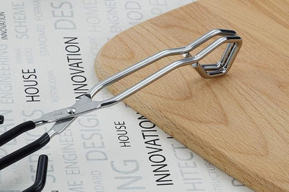 Stainless Steel Scissor Tongs with Black Handle 11-Inch Heavy Duty Wire Tongs