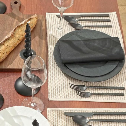 KINGSTONE 60 Pcs Black Hammered Silverware Set for 12, 18/10 Stainless Steel Heavy Duty Flatware Set, Tableware Cutlery Utensil Sets for Home Restaurant Dishwasher Safe