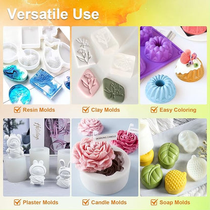 CHANGTIKEJI Silicone Mold Making Kit,48OZ Super Elastic Liquid Silicone for Mold Maker, Fast Cure Translucent Silicone Rubber for Casting Mold,Silicone Mold,Candle Mold,Soap Mold,Food Mold