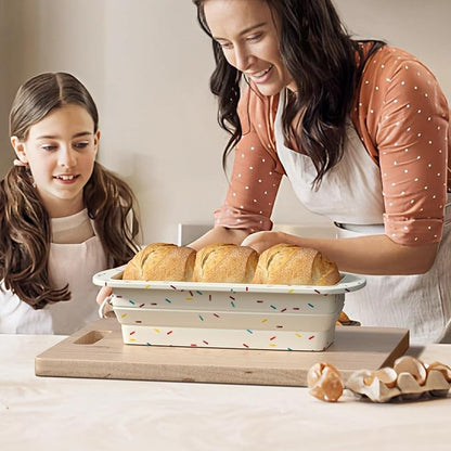 Foldable Silicone Loaf Pan, Non-Stick Bread Pan, Sturdy Cake Tin for Baking, Easy Release Loaf Pan, Great for Cakes, Brownies, Dishwasher Safe (9"x4"x2.5", Off-white, 1 Piece)