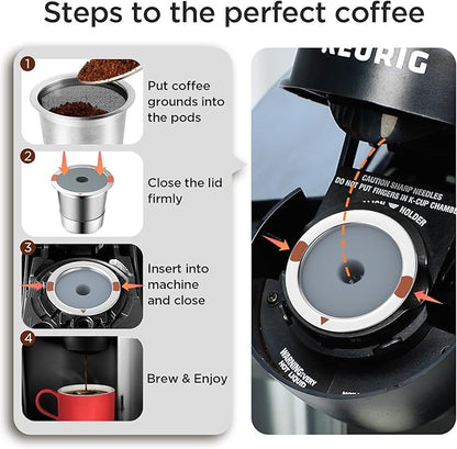 Reusable k Cup Coffee Filters,Universal stainless steel Refillable k Cups Filter Use for Keurig 2.0 and 1.0 Coffee Makers-brewers (3pack)