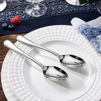 KEAWELL Premium Verona 8-Piece Spoon Set 6.5-Inch – 18/10 Stainless Steel, Heavy-Duty Mirror-Finished Flatware for Daily Meals, Hosting, and Special Occasions (8, Teaspoons)