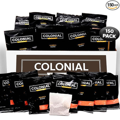 Colonial In-Room Decaf Ground Coffee Filter Packs for Hotel Rooms, Decaffeinated Dark Roast, 0.50 Ounce (Pack of 150), Use with 4-Cup Drip Coffee Machine