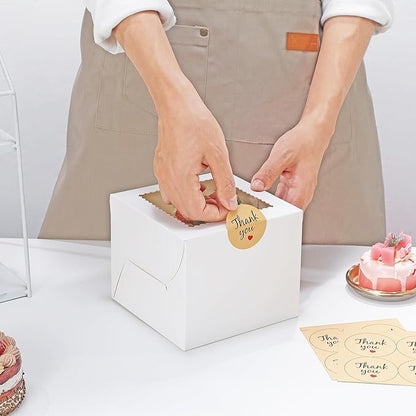10pcs 6 Inch Cake Boxes with Sticks and Boards for Cookies, Small Cakes, Mini Desserts, Bento, and Bakery, Cupcake Box for Birthday, Party, Wedding, Mother's Day, Christmas（6x6x5 inch）