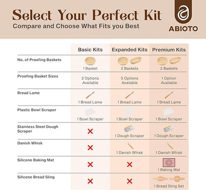 Sourdough Kit with Professional Bread Making Tools - Complete Sourdough Bread Making Kit with 10" Round & 11" Oval Handcrafted Bannetons, Bread Lame, Danish Whisk, Bowl & Dough Scrapers (14-Piece Kit)