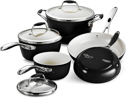 Tramontina Cookware Set Ceramic Interior 8-Piece Metallic Black, 80110/200DS