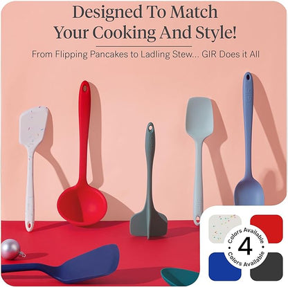 GIR: Get It Right 5 Piece Silicone Essentials Kitchen Utensils Set - Ladle, Spatula, Flip, Spoon & Spoonula - Non-Toxic Cooking Utensils for Nonstick Cookware, Cooking and Baking - Charcoal