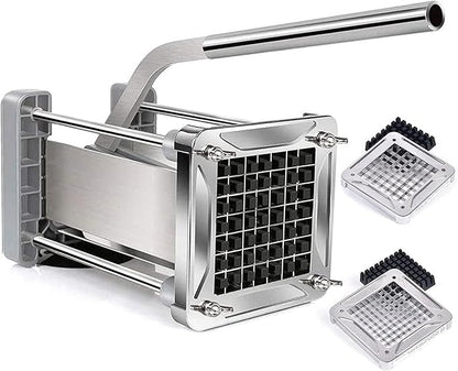 French Fry Cutter, Sopito Professional Potato Cutter Stainless Steel with 1/2-Inch and 3/8-Inch Blade Great for Potatoes Carrots Cucumbers