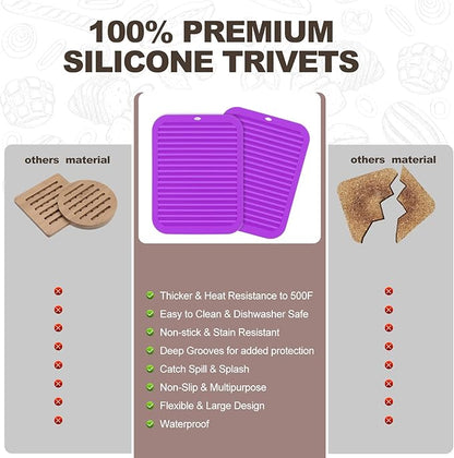 Joyhalo Silicone Trivet Mats Pot Holder Hot Pads Plate Holder Gripper Pad Garlic Peeler Drying Mat Coasters
