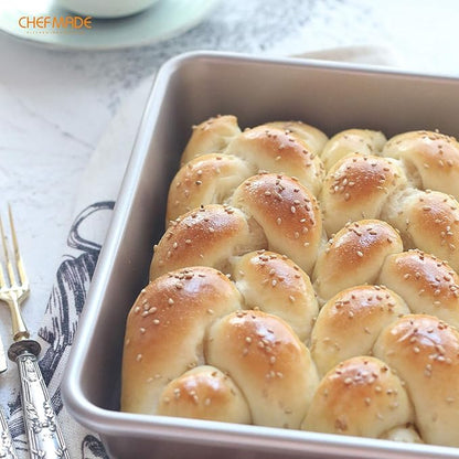 CHEFMADE 9-Inch Square Cake Pan, Non-Stick Deep Dish Bakeware for Oven Baking (Champagne Gold)