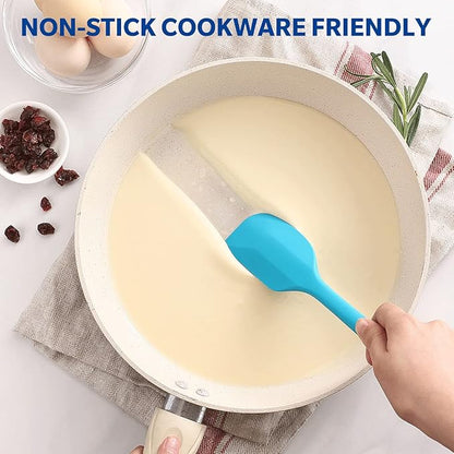 Wanbasion 5 Piece Premium Silicone Spatula Set Heat Resistant, Colorful Rubber Baking Spatula Set, Kitchen Spatula Set Dishwasher Safe for Nonstick Cookware Cooking Mixing Multicolor-2