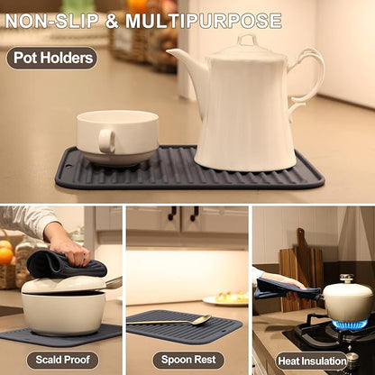 Joyhalo Silicone Trivet Mats Pot Holder Hot Pads Plate Holder Gripper Pad Garlic Peeler Drying Mat Coasters