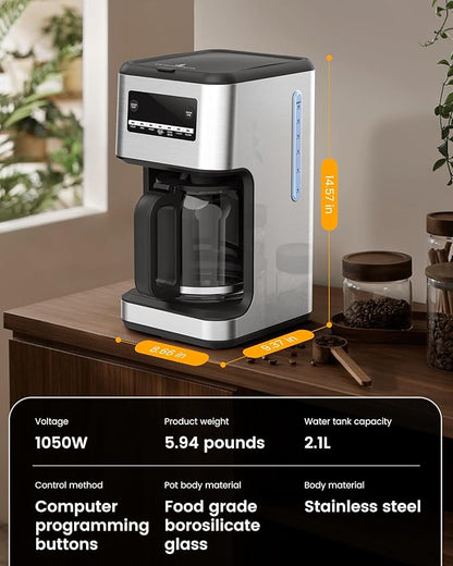 COWSAR 14-Cup Coffee Maker, 24-Hour Programmable Coffee Brewer, Keep Warm, Drip Free, Washable Filter, Stainless Steel, Silver - Commercial Performance