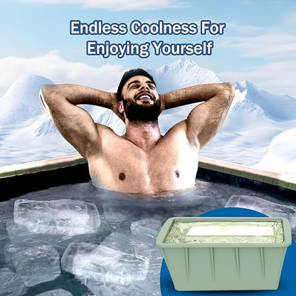 Extra Large Ice Cube Molds 4Pack 32LB Silicone Ice Block Molds for Ice Plunge Tub, Reusable Ice Cube Trays for Freezer, Giant Ice Cube Molds for Home Ice Baths,Cold Plunge Accessories (Green)