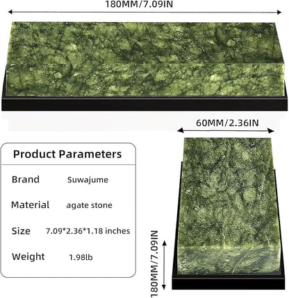 Knife Sharpening Stone,10000 Grit Sharpener Whetstone Final Fine Polishing Natural Green Honing Oilstone for Knives Tools,Cutting Tools (SET-A)