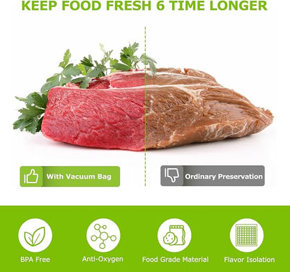 Bonsenkitchen Precut Vacuum Sealer Bags, 500 Pint 6" x 9" Food Sealer Bags,Commercial Grade, BPA Free, Heavy Duty, Customized Size Vacuum Bags for Vac Storage, Meal Prep or Sous Vide Cooking, VB11