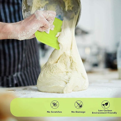 SURDOCA Dough Scraper Bench Scraper - 3P 8.3x5.5" Plastic Flexible Bowl Scraper, Sharp Edge & Angles Cake Scraper. Non-Slip Bakeware Decorating Tools Sculpting & Modeling Tools - Pink+Yellow+Pink