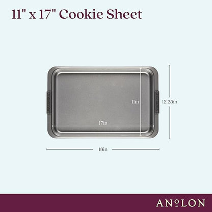 Anolon Advanced Nonstick Bakeware with Grips, Nonstick Cookie Sheet / Baking Sheet - 11 Inch x 17 Inch, Gray